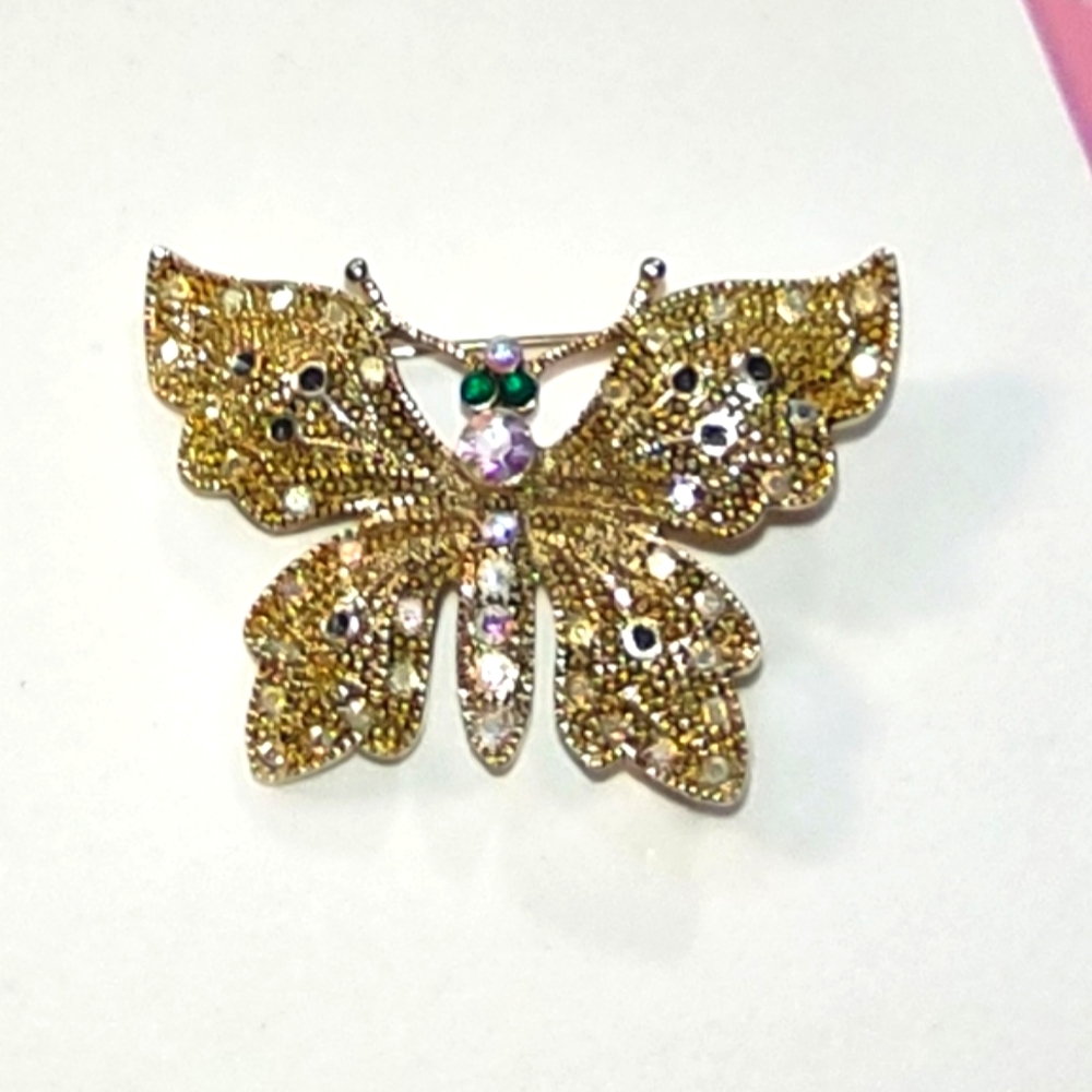 Jeweled Butterfly Brooch